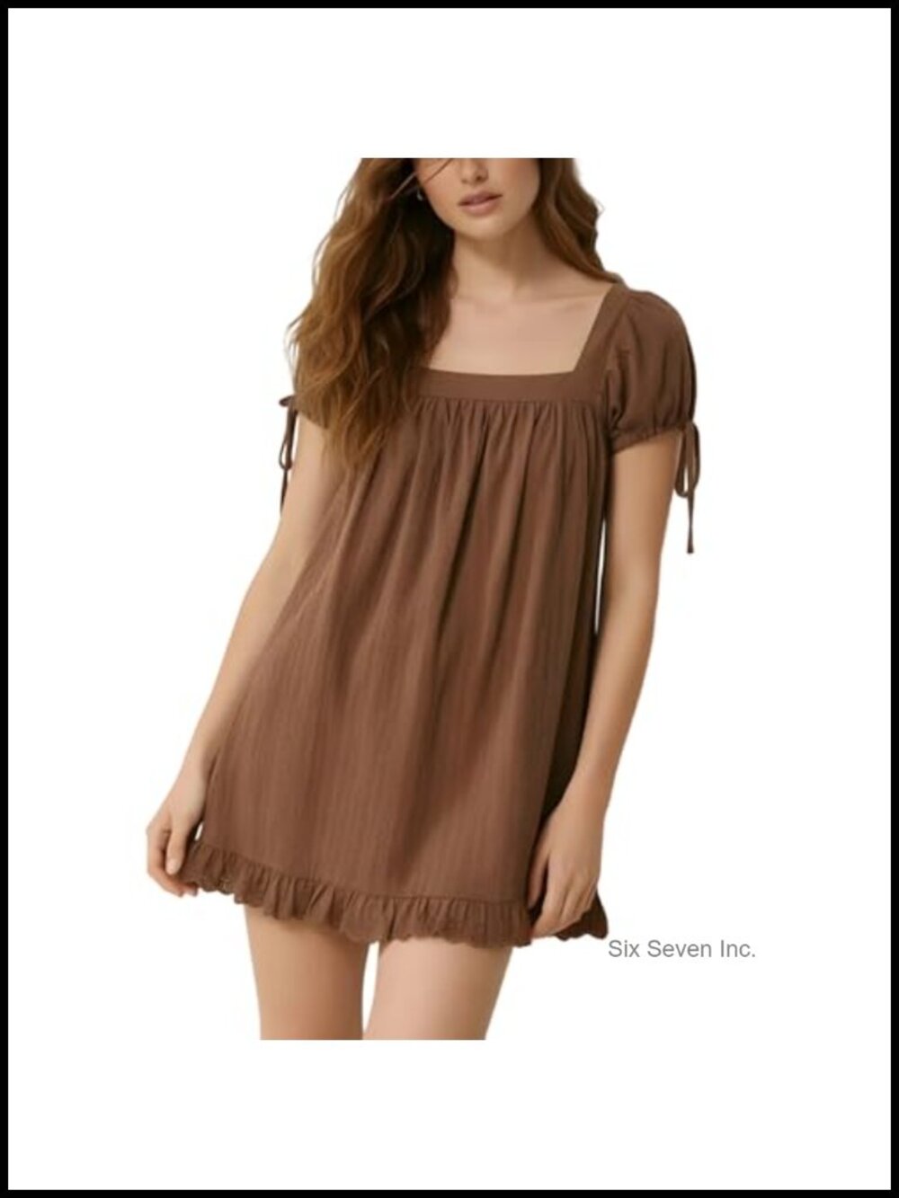 Square Neck Babydoll Ruffle Blouse Short Sleeve Peplum Casual Top - Picture 1 of 6